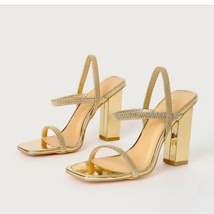 Lydia gold pattern strappy heels